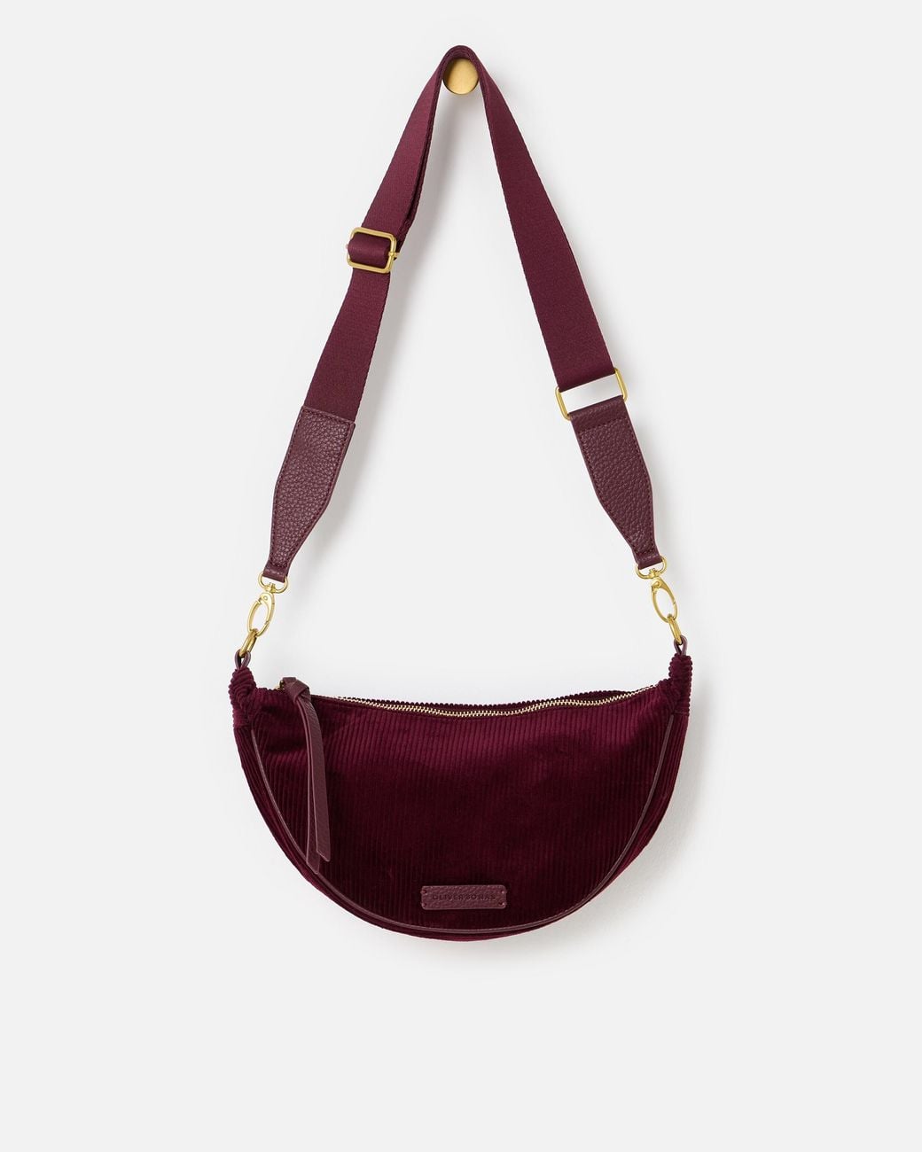 Oliver Bonas Purple Betty Burgundy Corduroy Belt Bag