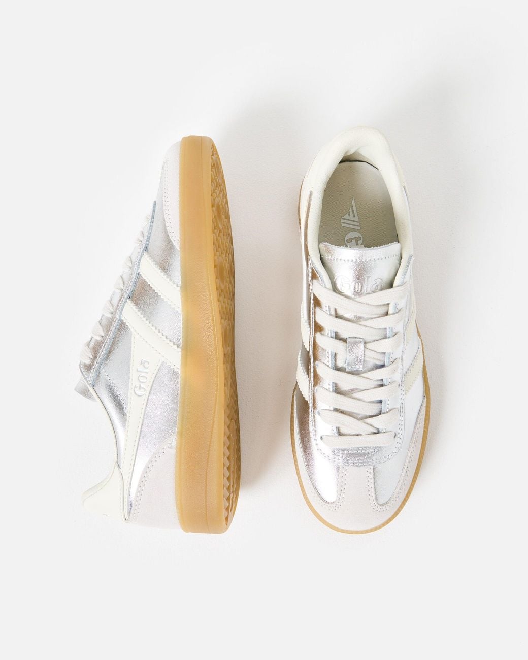 Gola White Viper Silver Metallic & Off Trainers, Size Uk 6