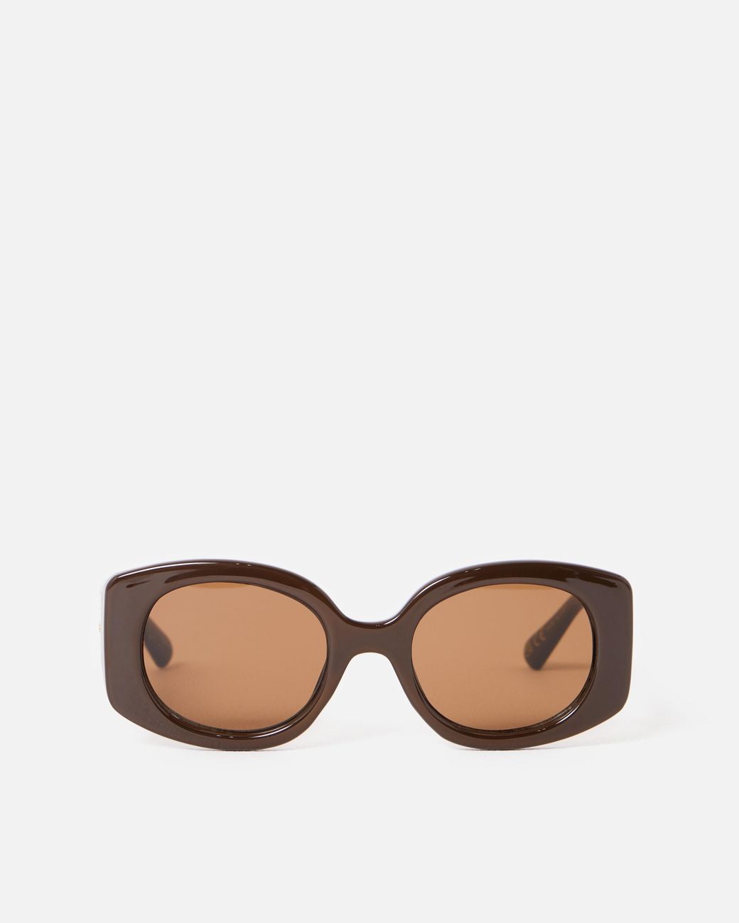 Oliver Bonas Brown Angled Oval Sunglasses