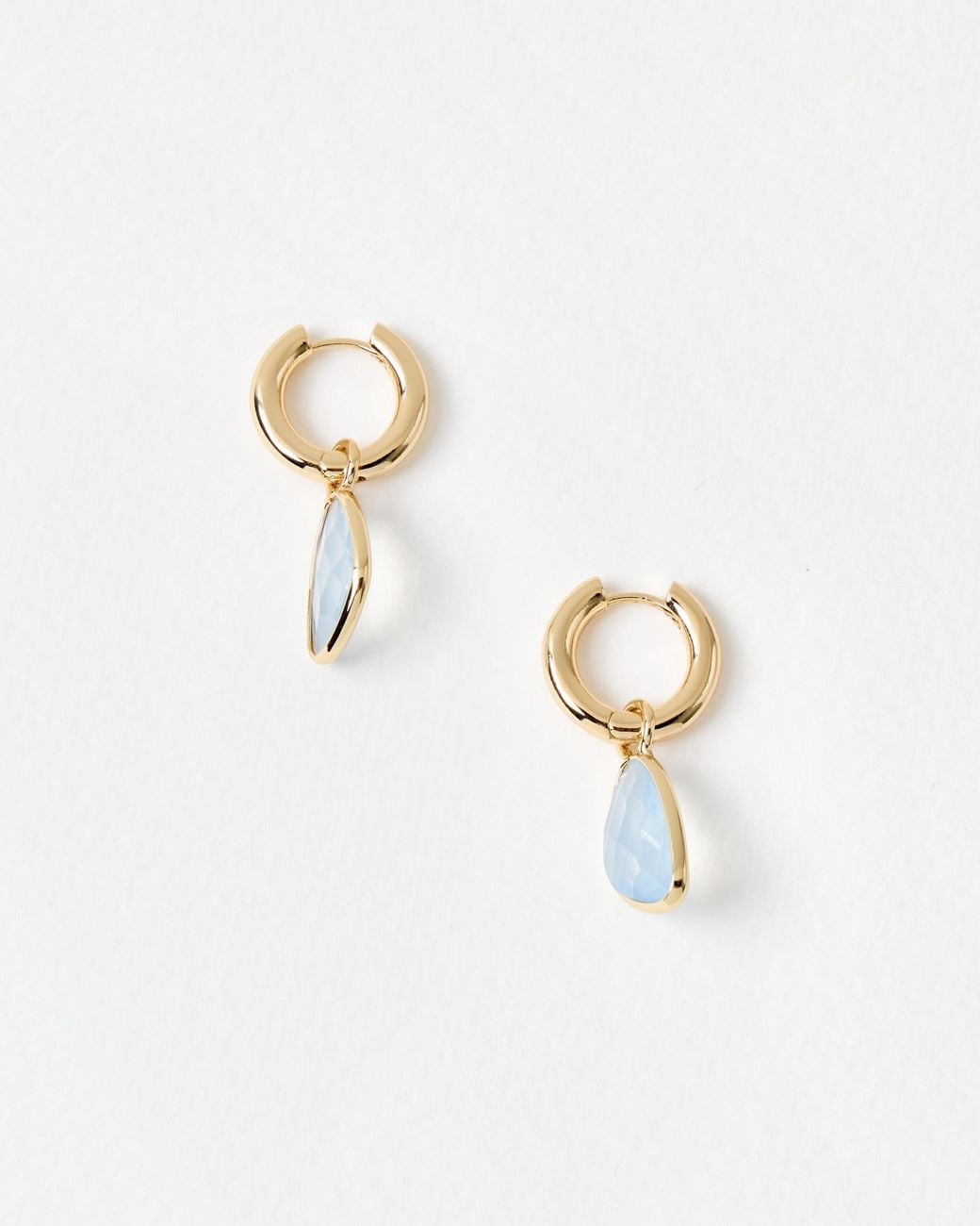Oliver Bonas White Melody Stone Gold Tone Huggie Earrings