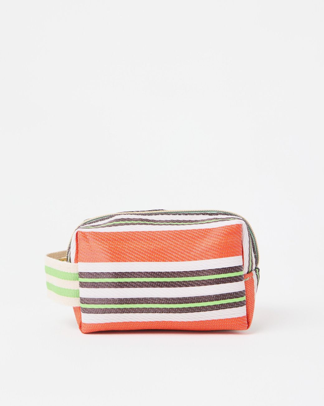 Oliver Bonas White Orange & Black Striped Extra Small Wash Bag