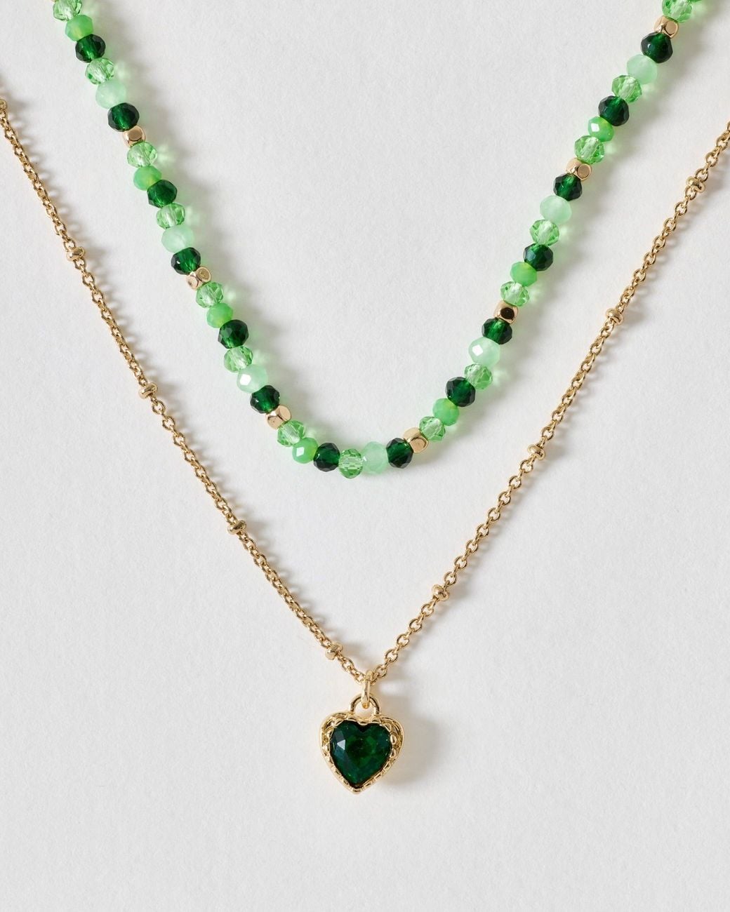 Oliver Bonas Metallic Nova Beaded Heart Layered Necklace
