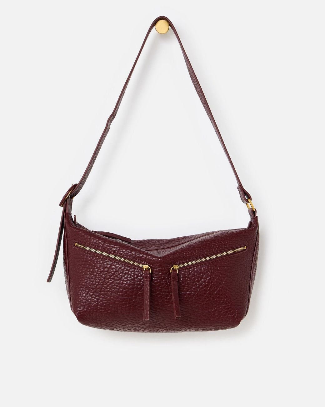 Oliver Bonas Purple Dina Burgundy Slouch Crossbody Bag