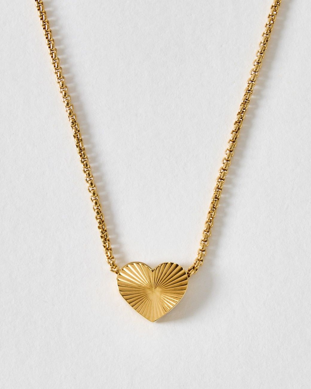 Oliver Bonas Metallic Finley Tone Waterproof Etched Heart Reversible Pendant Necklace
