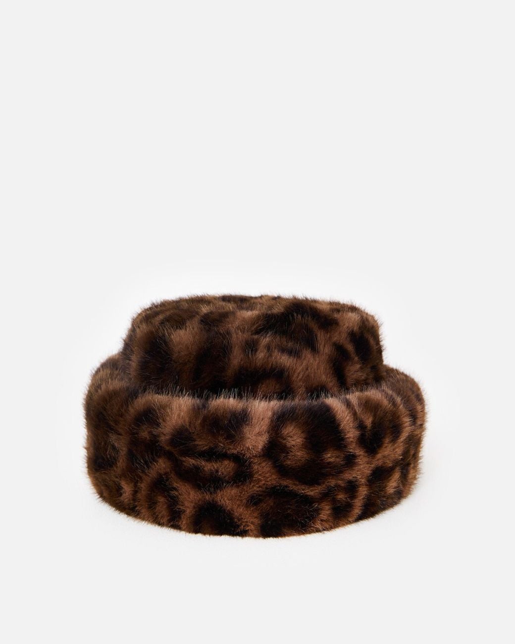 Oliver Bonas Brown Animal Print Faux Fur Hat