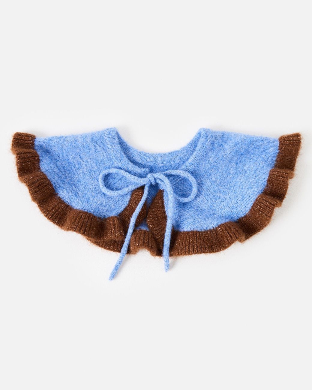 Oliver Bonas Blue & Chocolate Brown Frill Knitted Collar