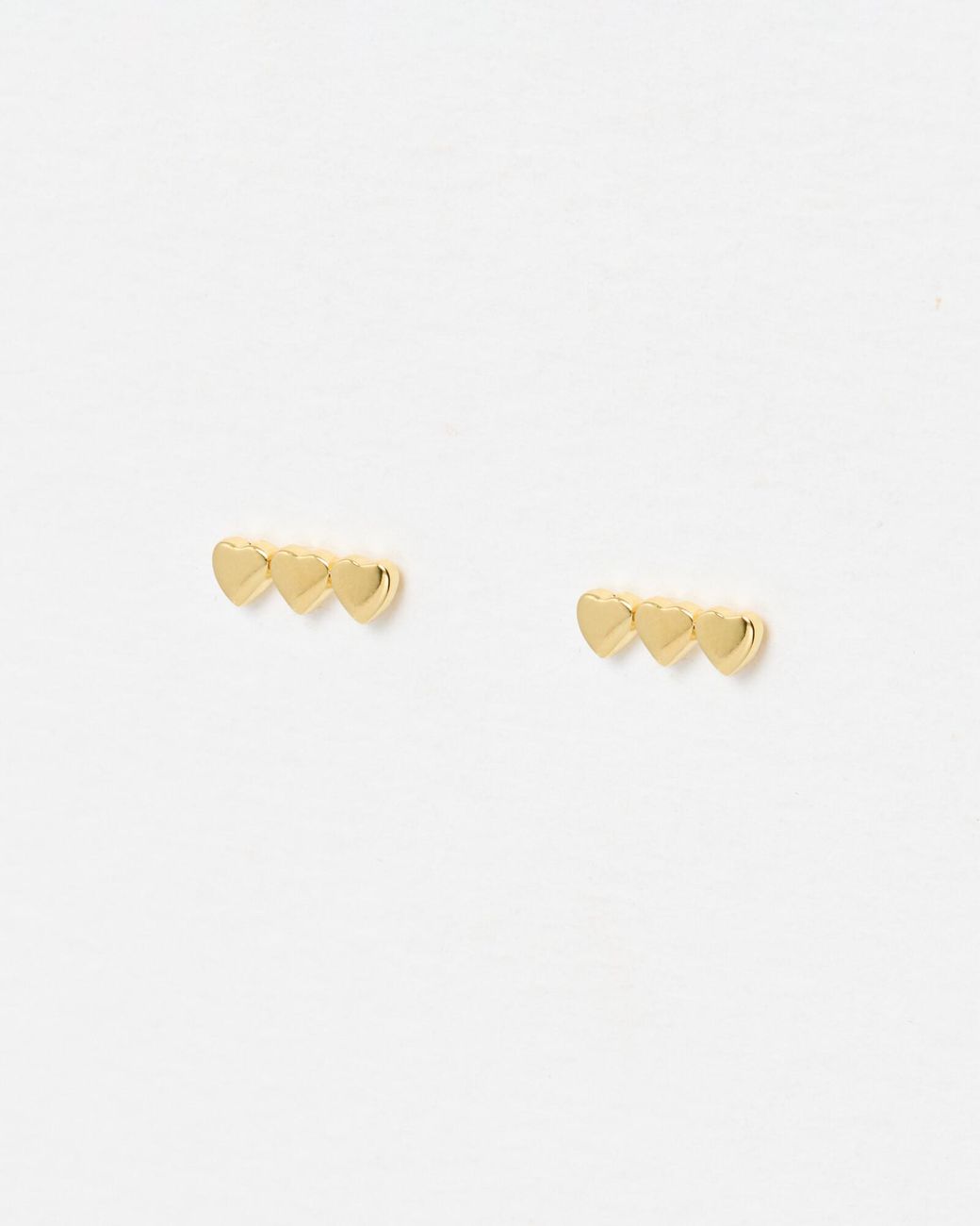 Oliver Bonas White Triple Heart Stud Earrings