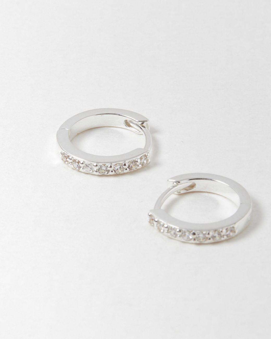 Oliver Bonas White Clear Gem Huggie Earrings