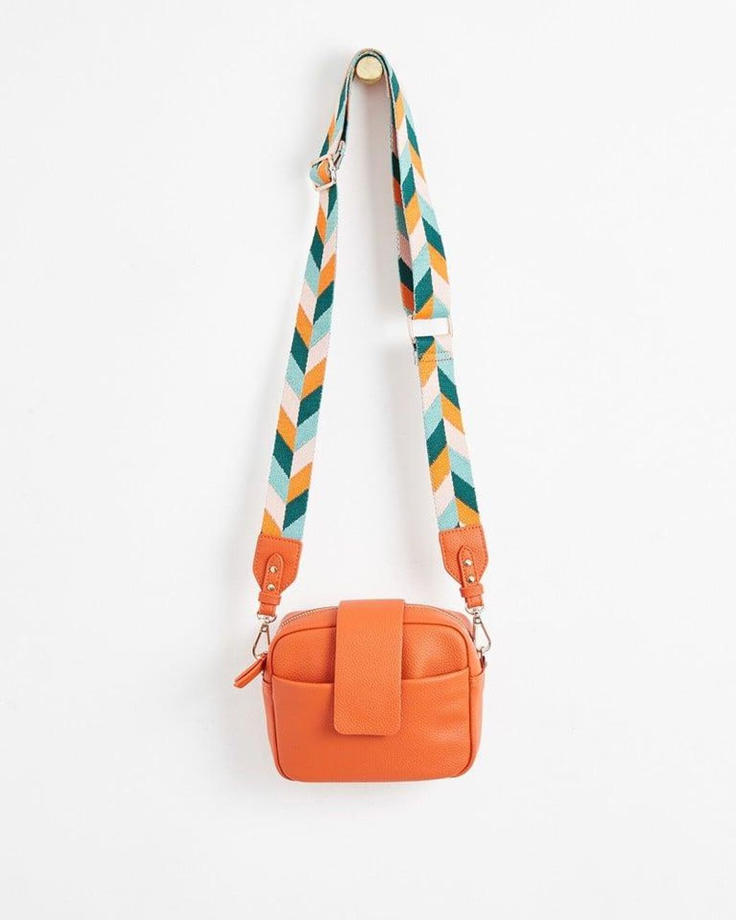 Oliver Bonas Emilia Chevron Print Strap Crossbody Camera Bag in White Lyst