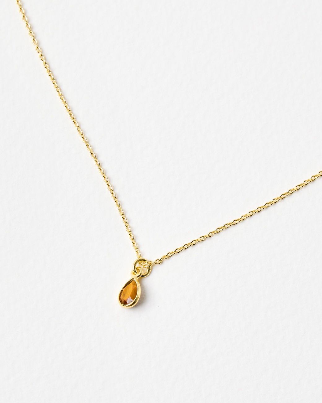 Oliver Bonas Metallic Auden Teardrop Tiger's Eye Charm Pendant Necklace