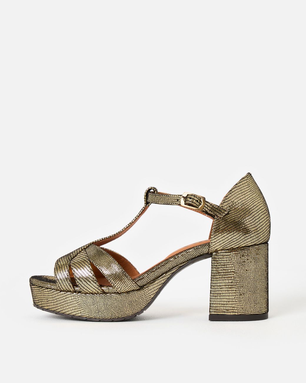 Esska Natural Cam Metallic Platform Heeled Sandals, Size 3
