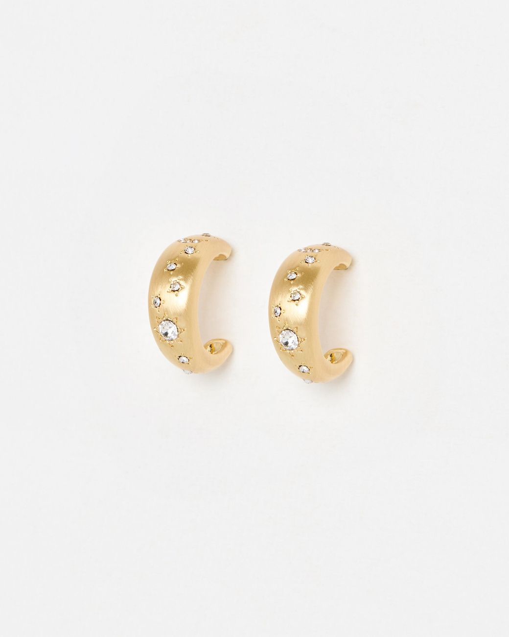 Oliver Bonas White Novah Celestial Stone Tone Hoop Earrings