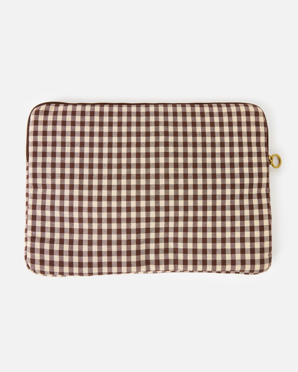 Oliver Bonas White Brown Gingham Apple Laptop Case