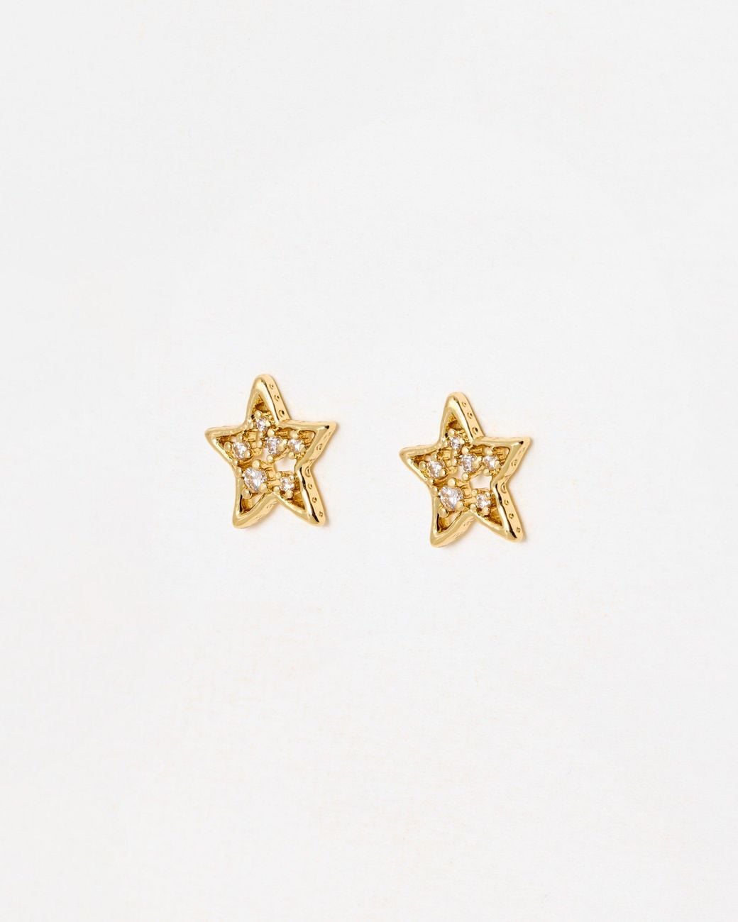 Oliver Bonas White Elen Tone Stone Detail Star Motif Stud Earrings
