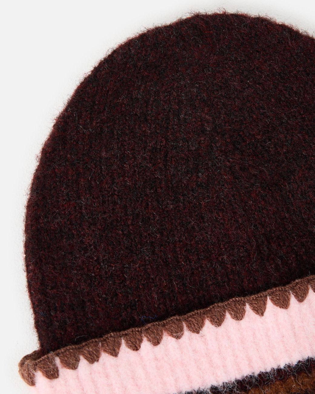 Oliver Bonas Red Chocolate & Pink Striped Knitted Beanie Hat