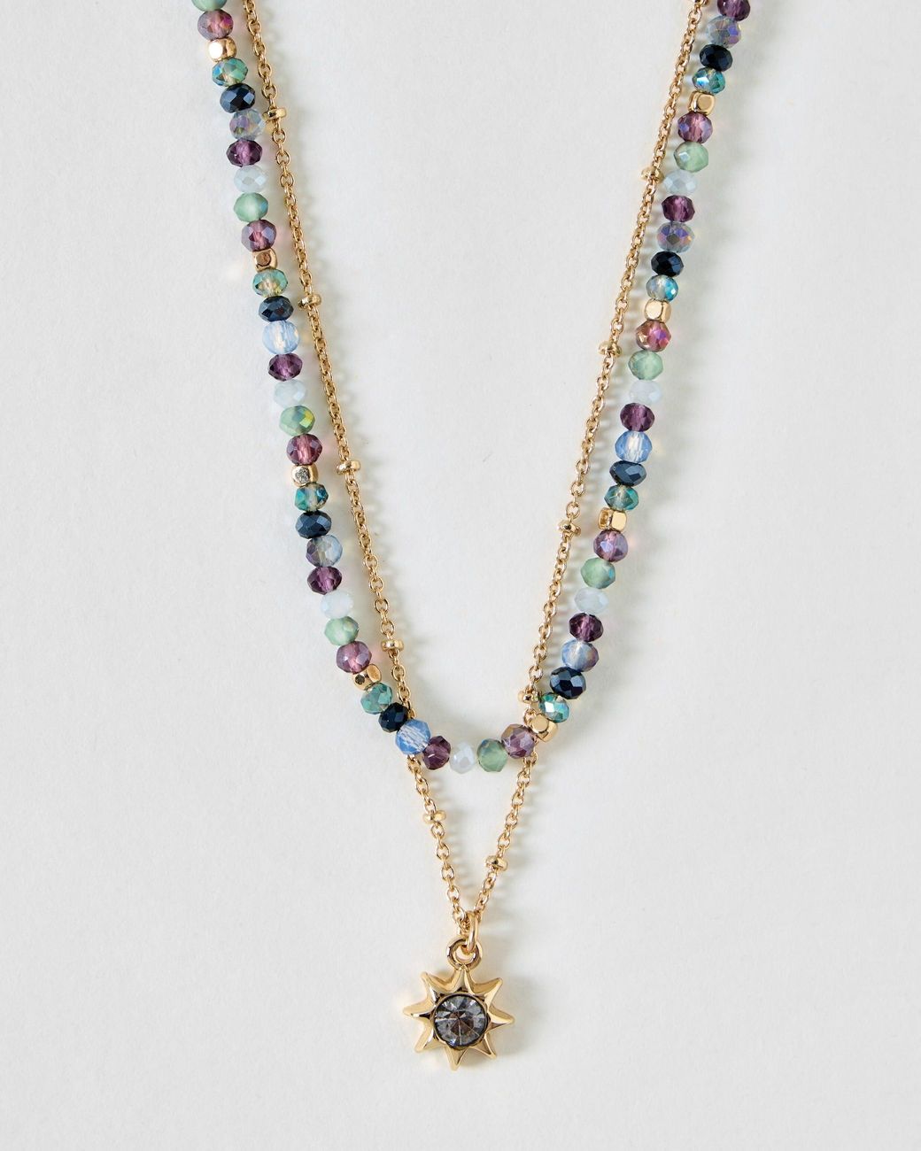 Oliver Bonas Metallic Elodie Beaded Star Layered Necklace