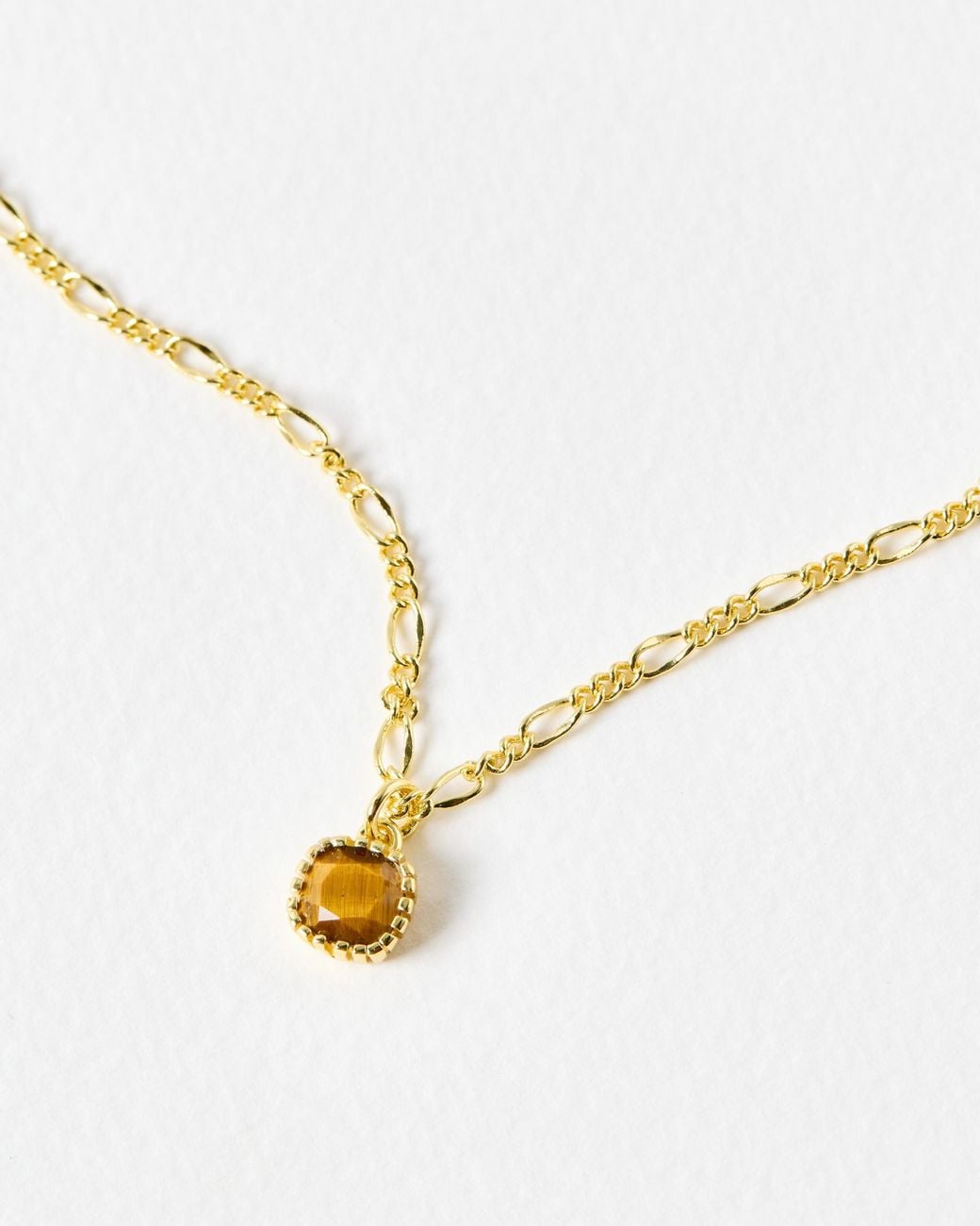 Oliver Bonas Metallic Briar Tiger's Eye Pendant Necklace
