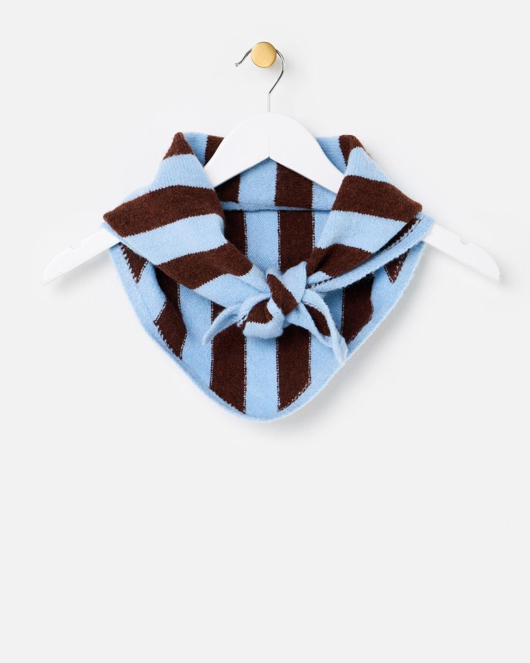 Oliver Bonas Blue & Brown Striped Knitted Triangle Scarf