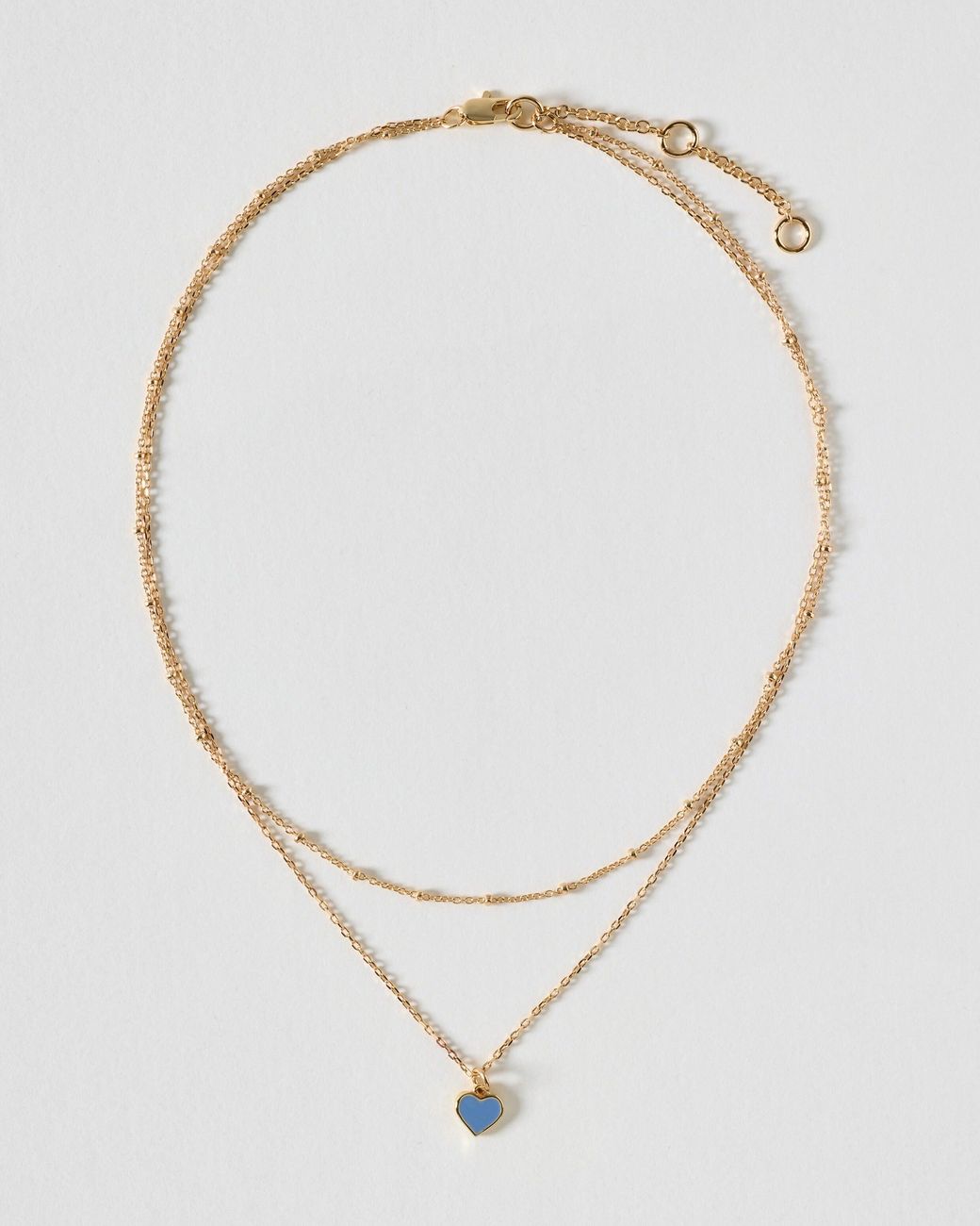 Oliver Bonas White Ottilie Mini Heart Pendant Double Row Necklace