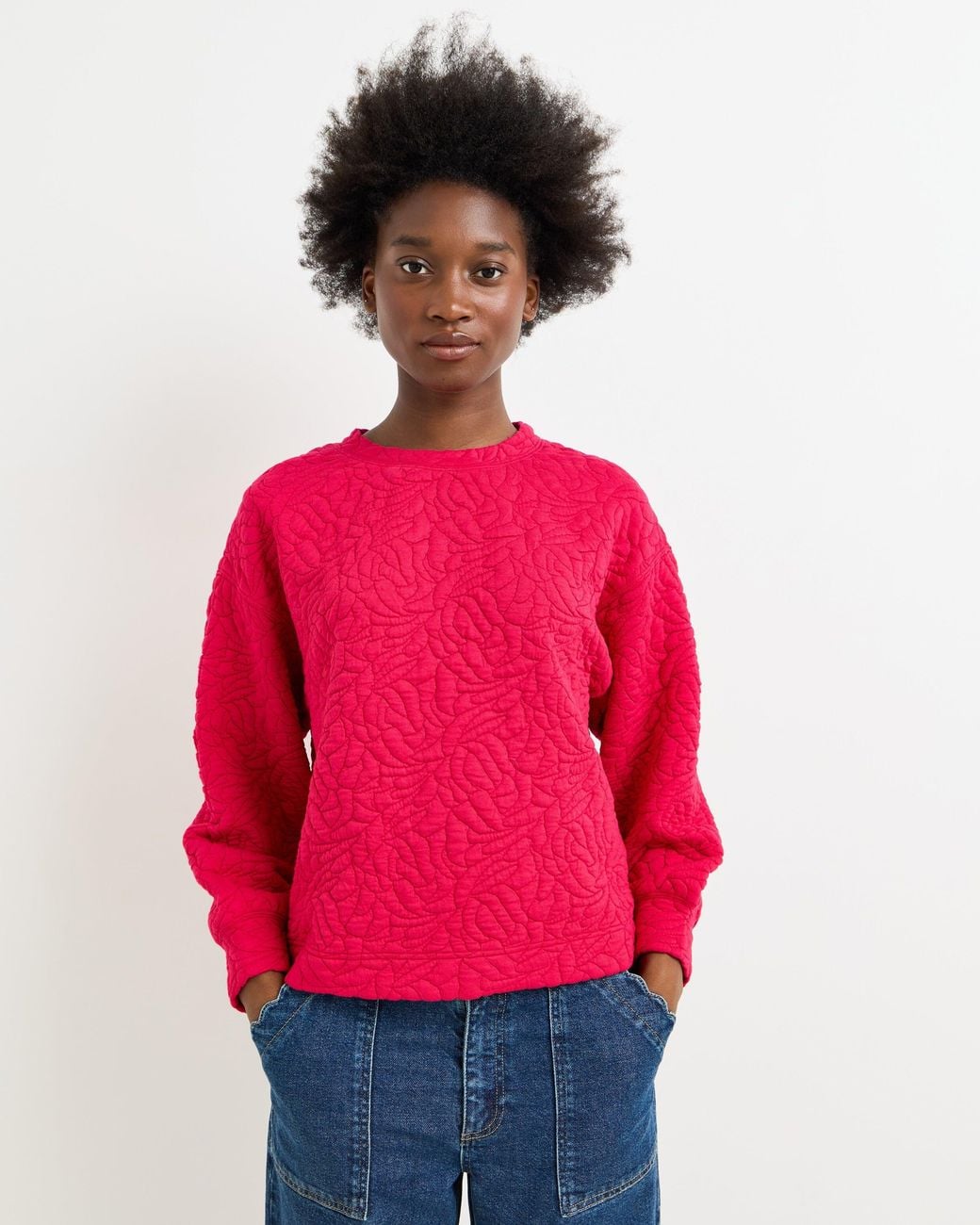 Oliver Bonas Red Abstract Quilted Sweatshirt, Size 6