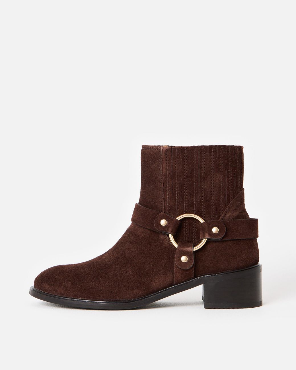 Oliver Bonas Brown Chocolate Side Ring Detail Suede Boots, Size 3