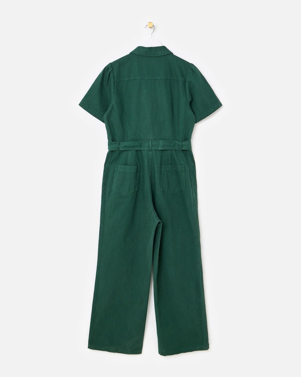 Oliver Bonas Green Denim Zip Up Short Sleeve Jumpsuit, Size 6