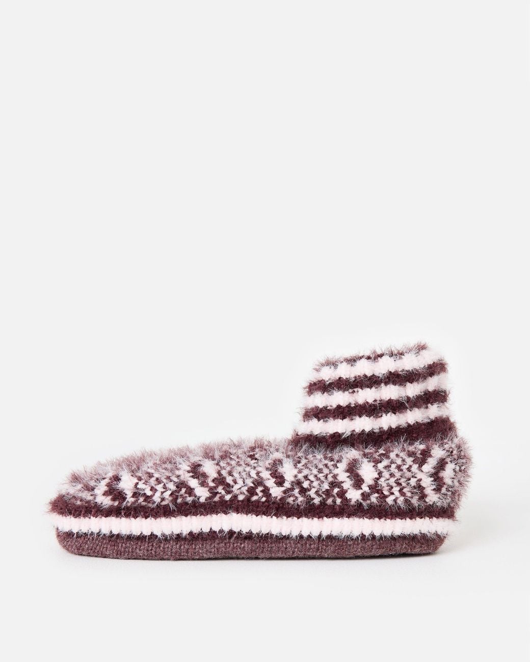 Oliver Bonas Brown & Light Pink Fluffy Slipper Boots