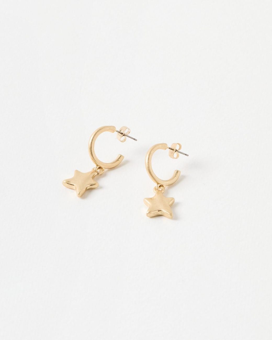 Oliver Bonas White Viola Tone Star Charm Drop Earrings