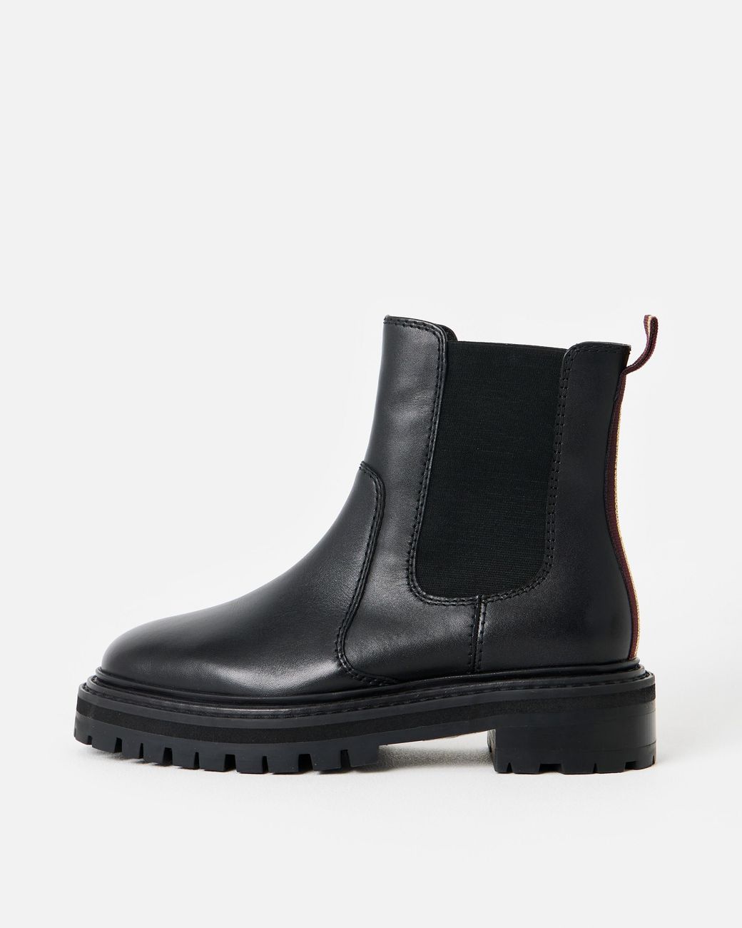Oliver Bonas Black Chunky Leather Chelsea Boots, Size 3