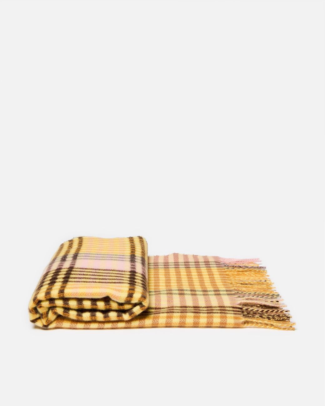 Oliver Bonas Metallic Yellow Checked Textured Weave Midweight Scarf