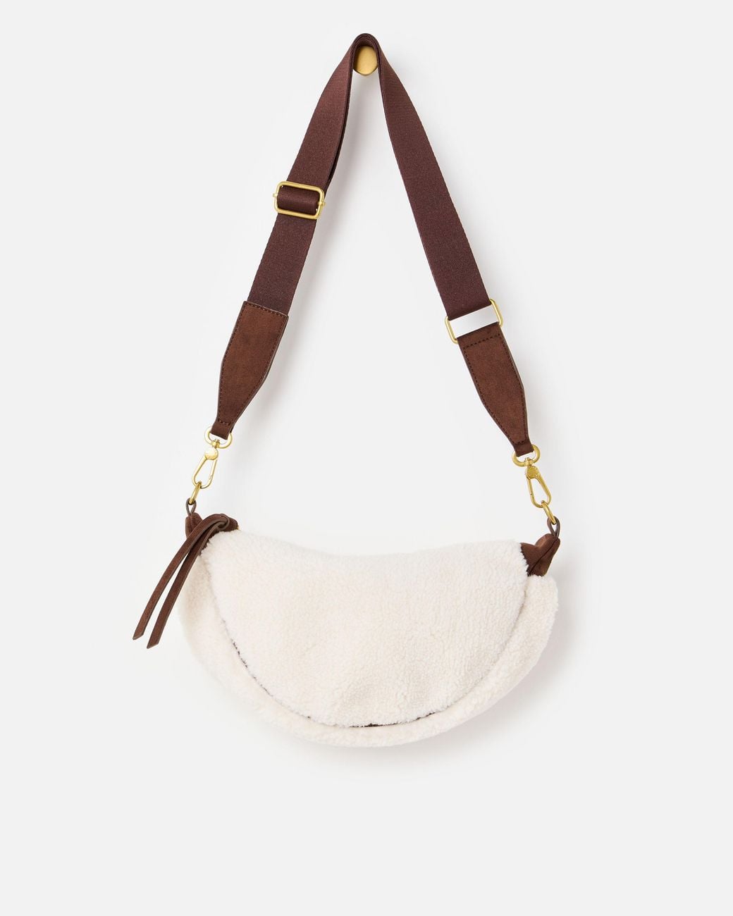 Oliver Bonas Natural Betty Teddy Faux Fur Belt Bag
