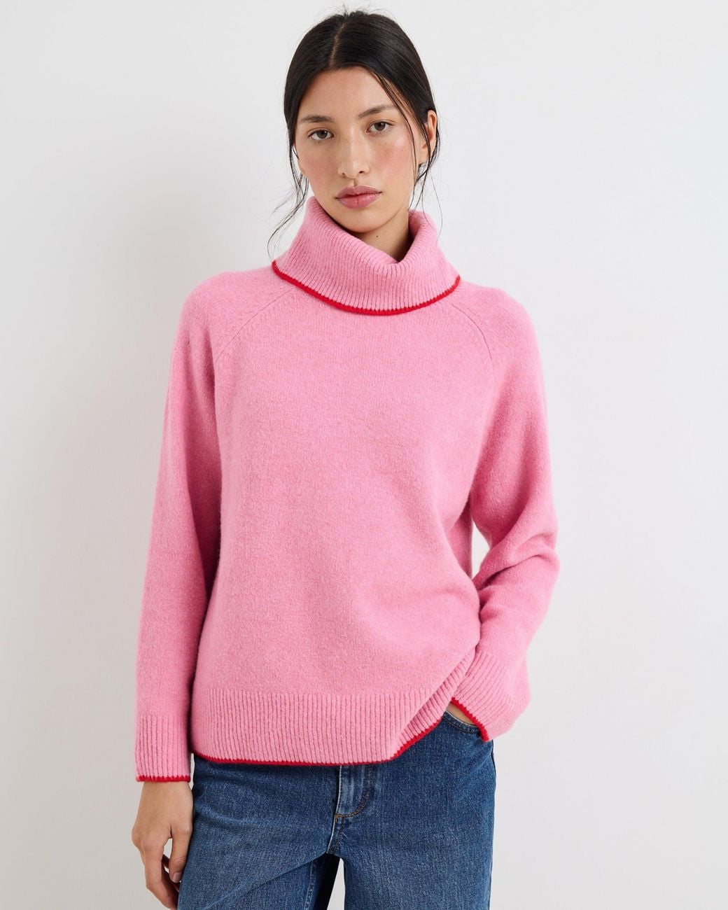 Oliver Bonas Pink Roll Neck Knitted Jumper, Size 10