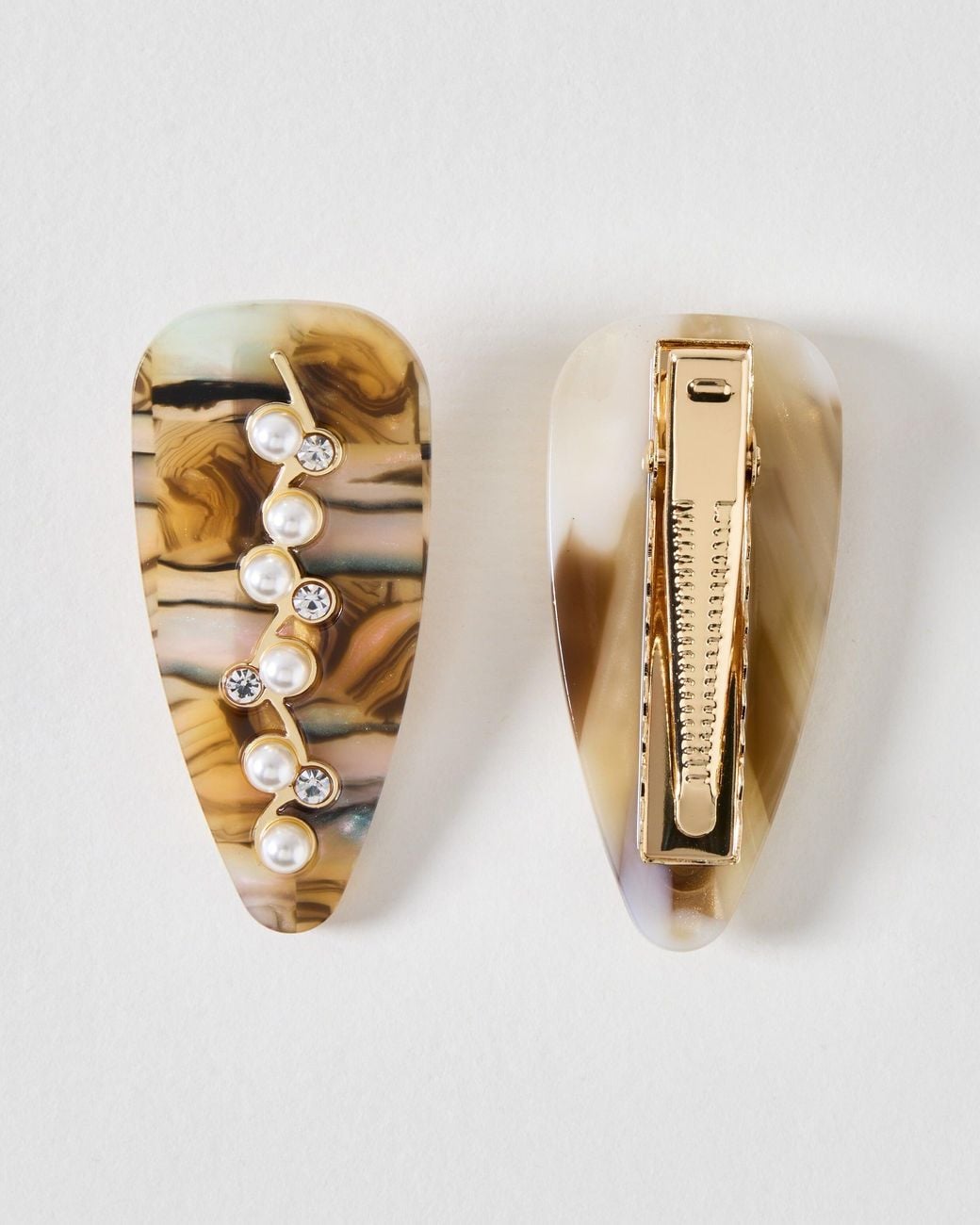 Oliver Bonas Metallic Galina Resin & Faux Pearl Hair Clips Set Of Two