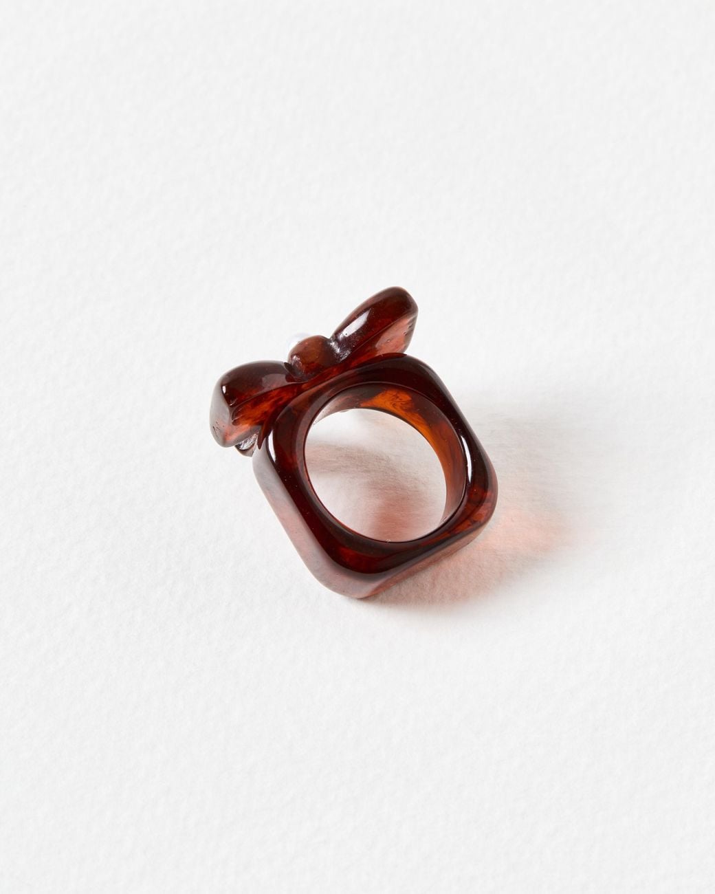 Oliver Bonas White Gwen Faux Pearl Bow Resin Ring