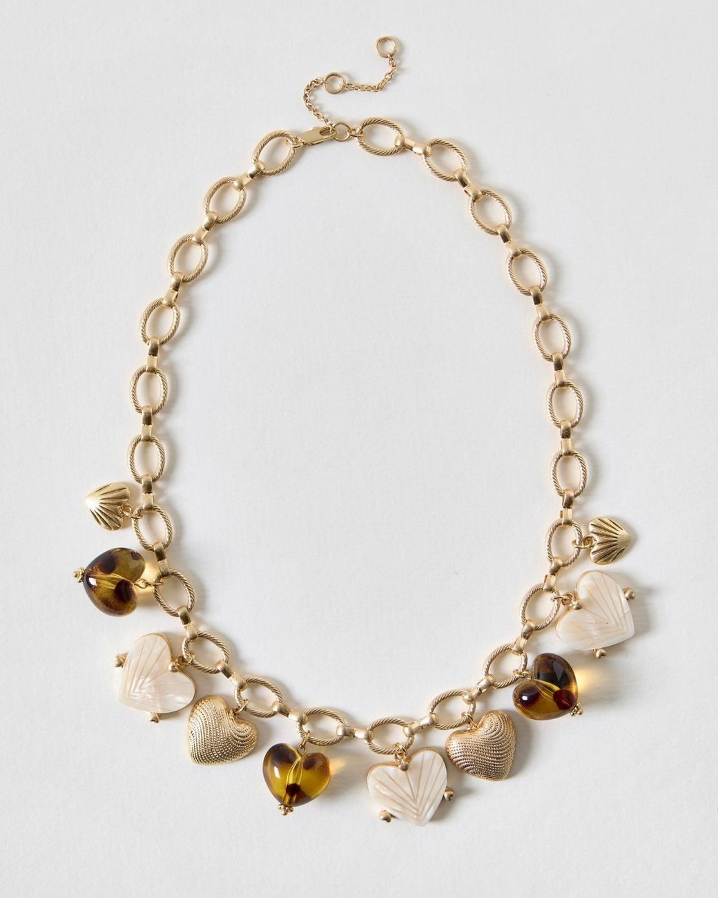Oliver Bonas Metallic Aria Gold Tone & Resin Heart Charm Necklace