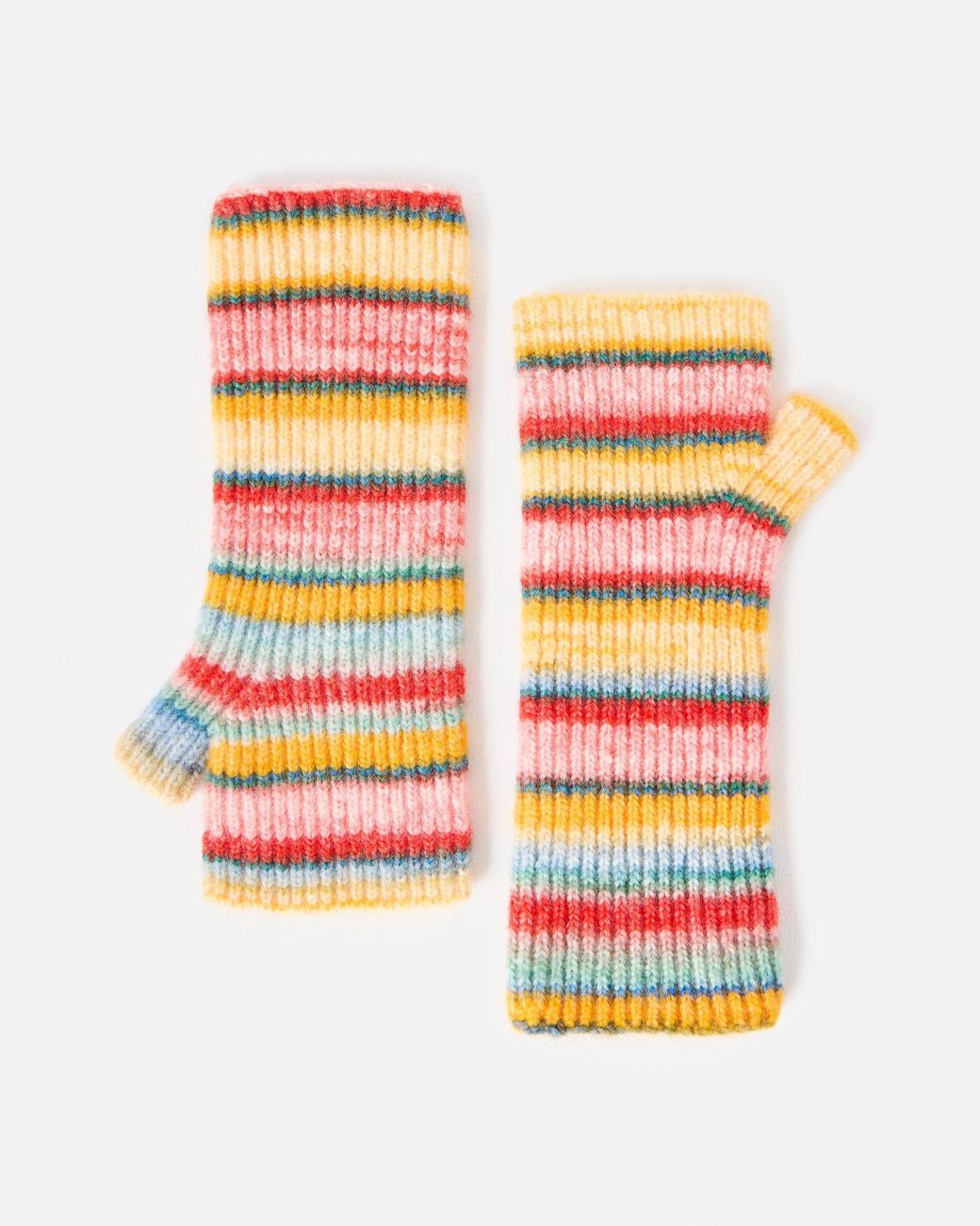 Oliver Bonas Pink Multicoloured Striped Knitted Wrist Warmers