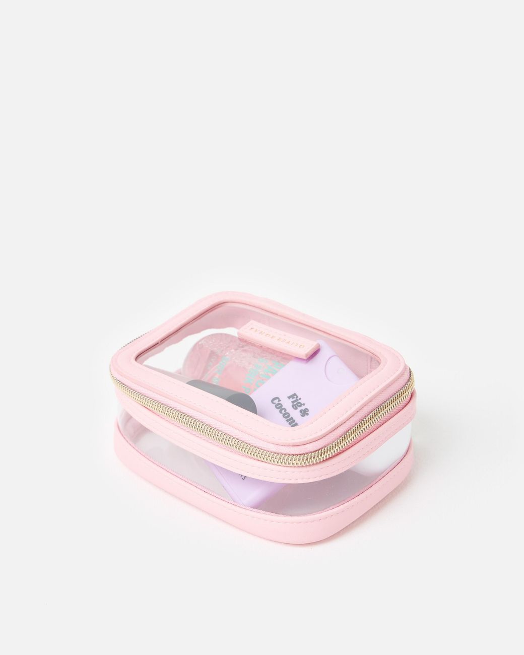 Oliver Bonas Pink Clear Travel Makeup Bag