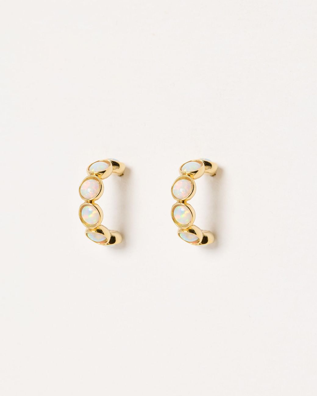Oliver Bonas Natural Skylar Circular Stone Gold Tone Hoop Earrings