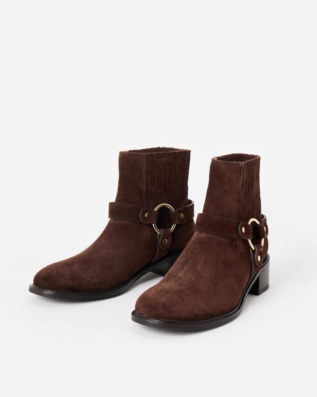 Oliver Bonas Brown Chocolate Side Ring Detail Suede Boots, Size 3