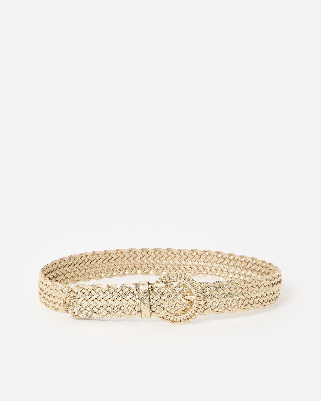 Oliver Bonas Natural Metallic Braided Weave Jeans Belt, Size Medium