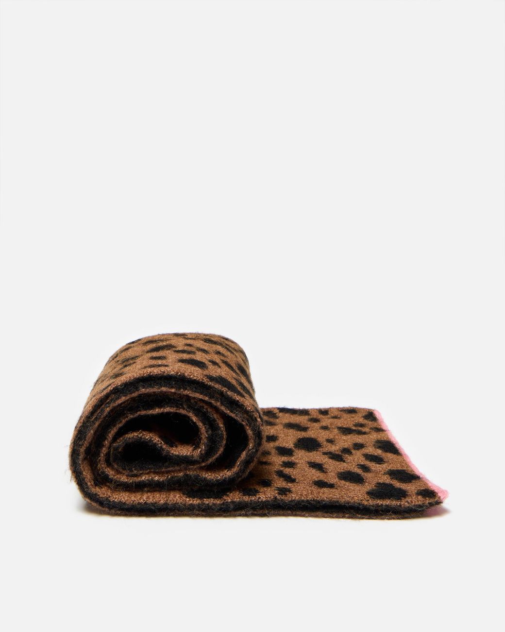 Oliver Bonas Brown & Black Spotty Animal Print Knitted Scarf