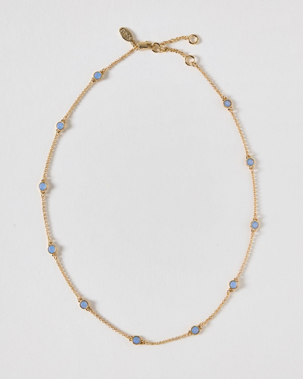 Oliver Bonas White Maddie Stone Gold Tone Chain Necklace