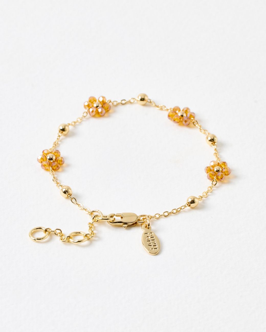 Oliver Bonas Metallic Rosa Beaded Flower Chain Bracelet
