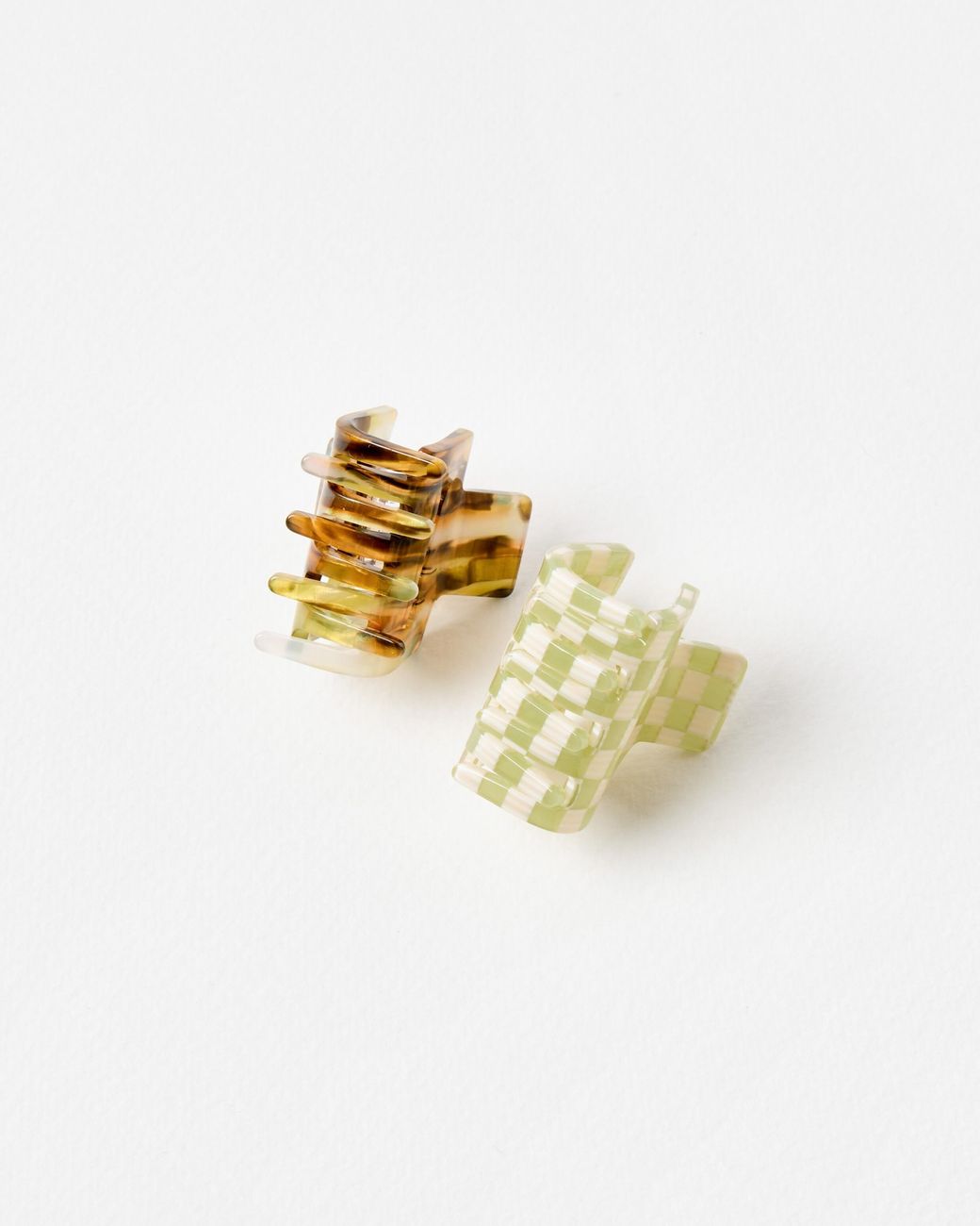Oliver Bonas Metallic Posie Checked Claw Clips Set Of Two