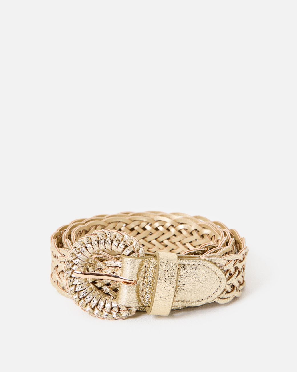 Oliver Bonas Natural Metallic Braided Weave Slim Jeans Belt
