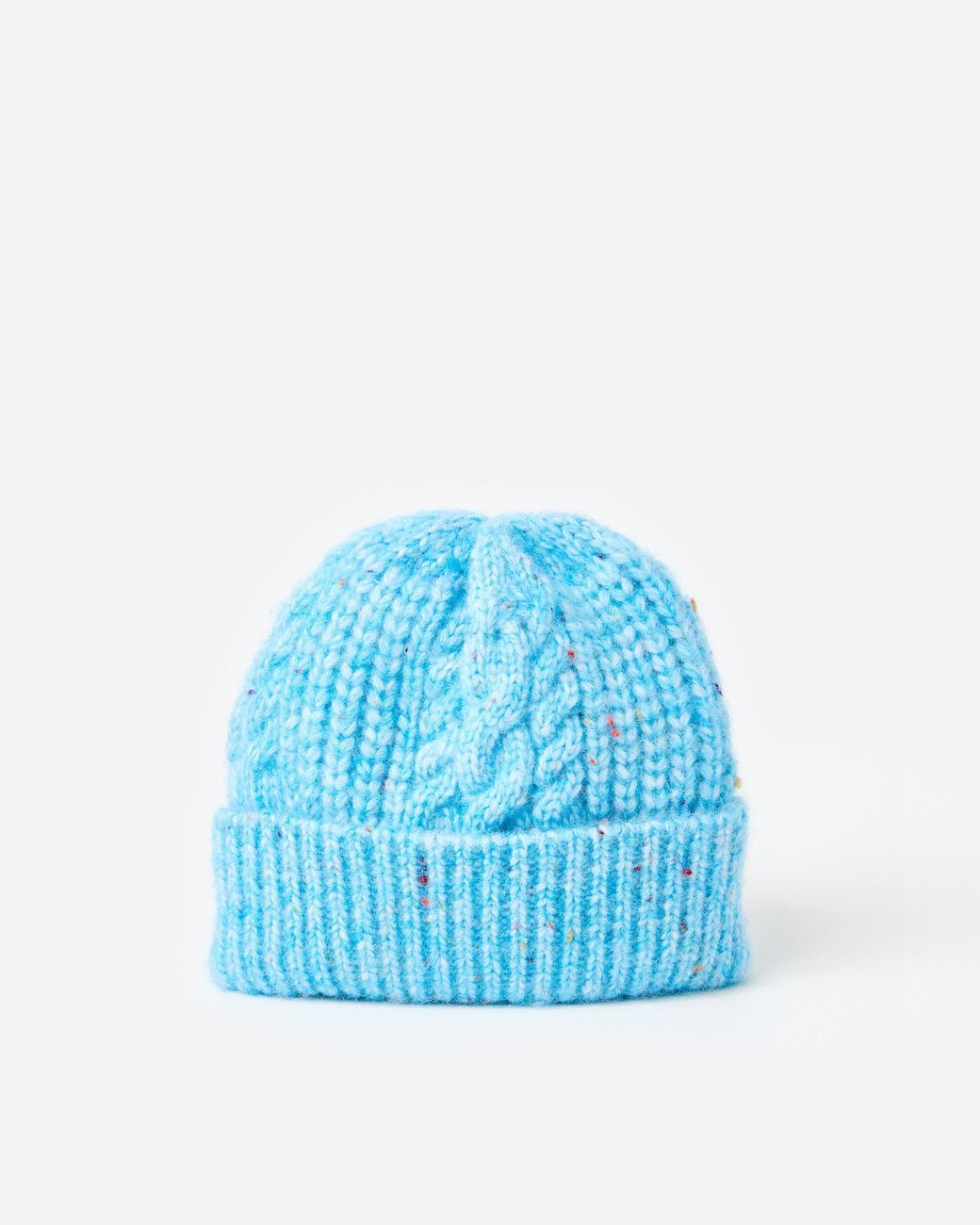 Oliver Bonas Blue Marl Cable Knit Beanie Hat