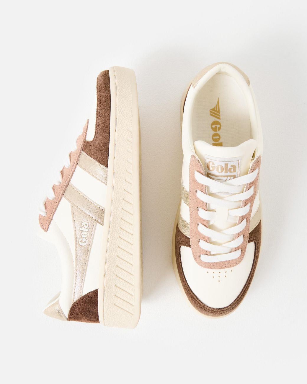 Gola Natural Grandslam Quadrant Otter & Gold Trainers, Size 3