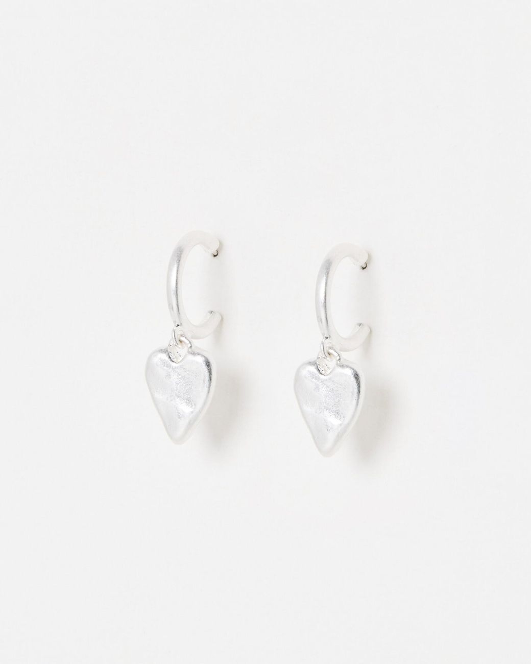 Oliver Bonas White Viola Tone Heart Drop Earrings