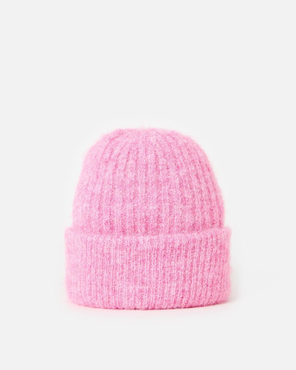 Oliver Bonas Pink Marl Ribbed Knitted Beanie Hat