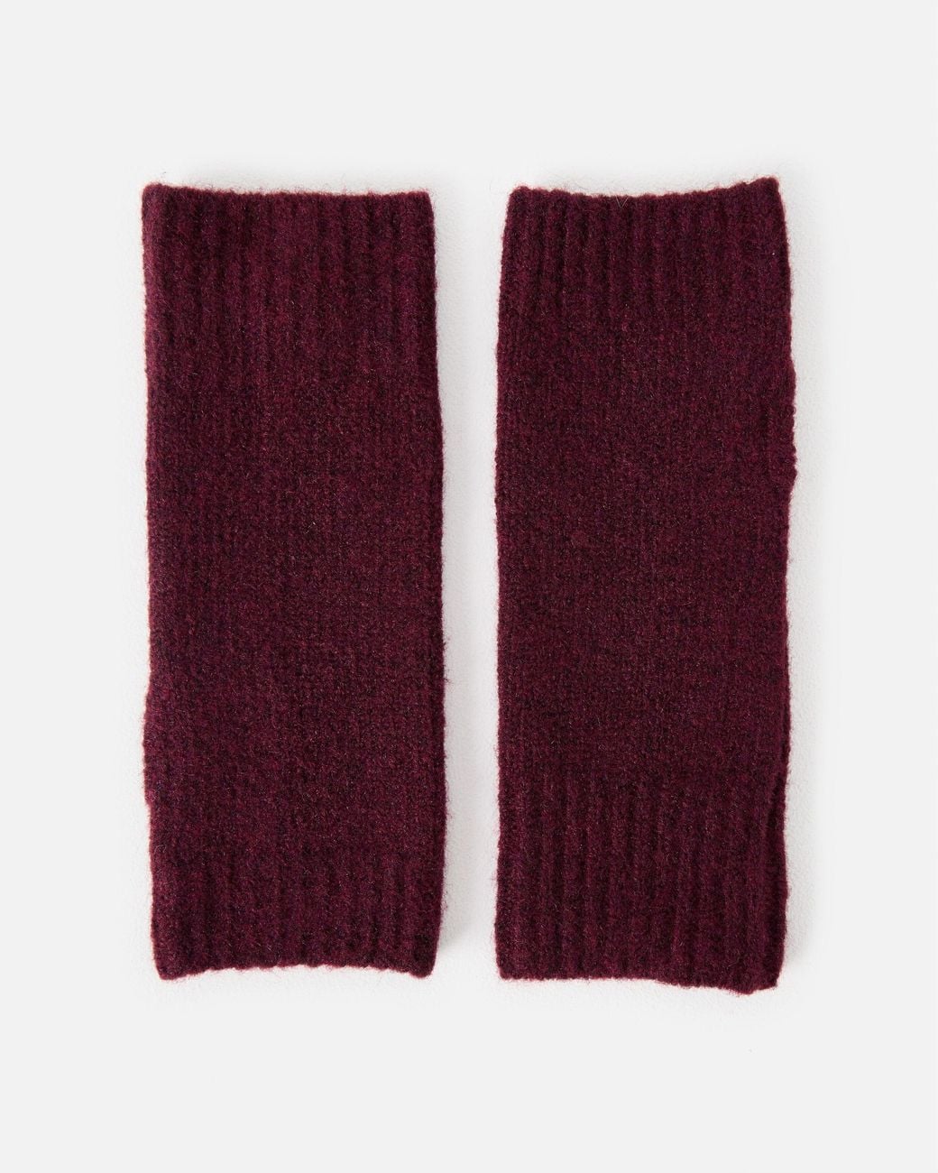 Oliver Bonas Purple Burgundy Ribbed Knitted Fingerless Gloves